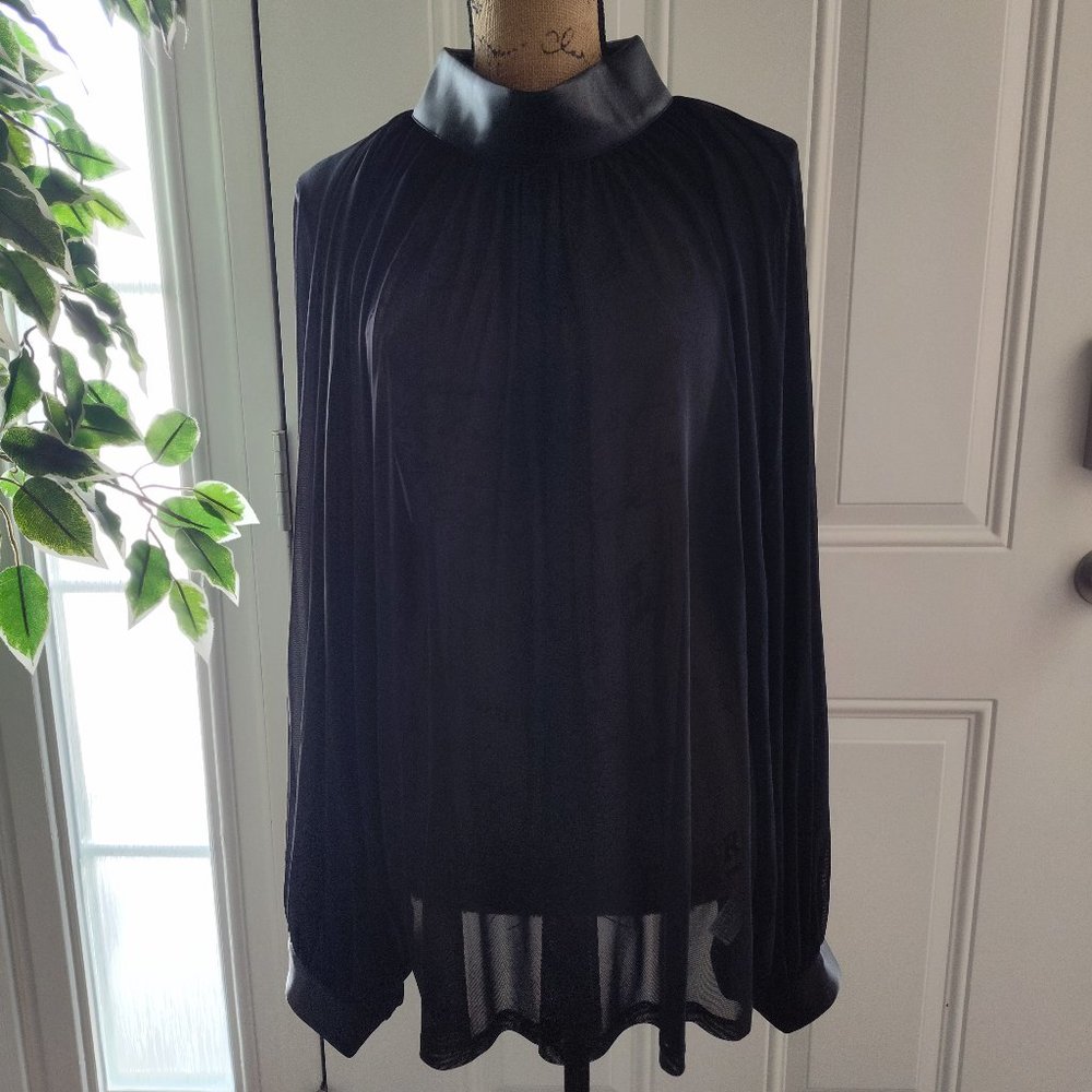 Draped Black Sheer Blouse